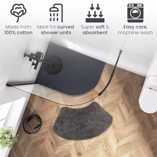 Allure Bath Fashions Curved Cotton Shower Mat in Charcoal Grey, W/D/H: 48 x 80 x 1 cm – 7