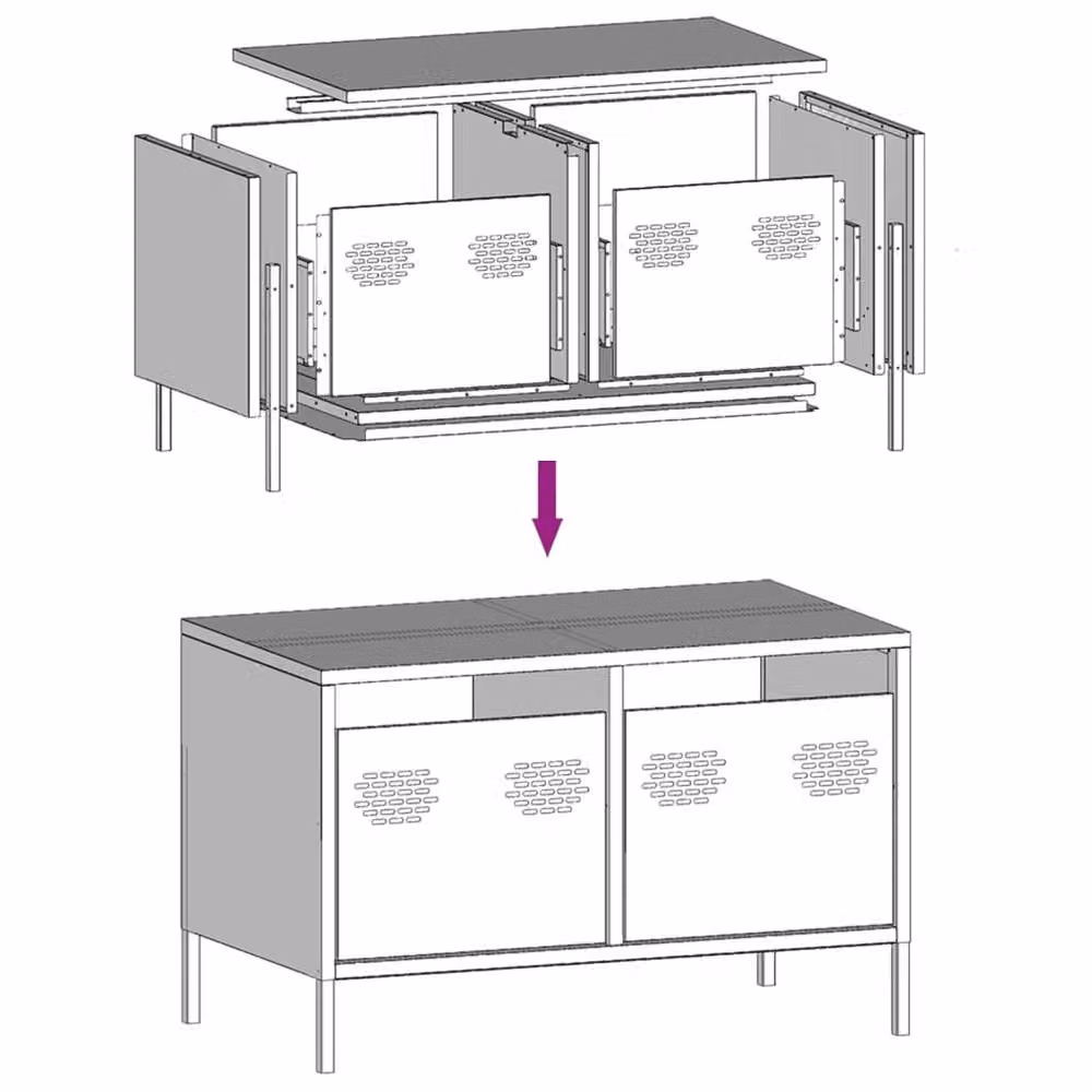 Berkfield Home Anthracite TV Cabinet in Matt Charcoal Cold-rolled Steel W: 68 cm, D: 39 cm, H: 43.5 cm – 5