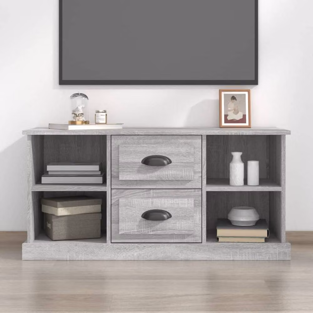 Berkfield Home Modern Grey Sonoma TV Cabinet, W: 99.5 cm, D: 35.5 cm, H: 48 cm – 2