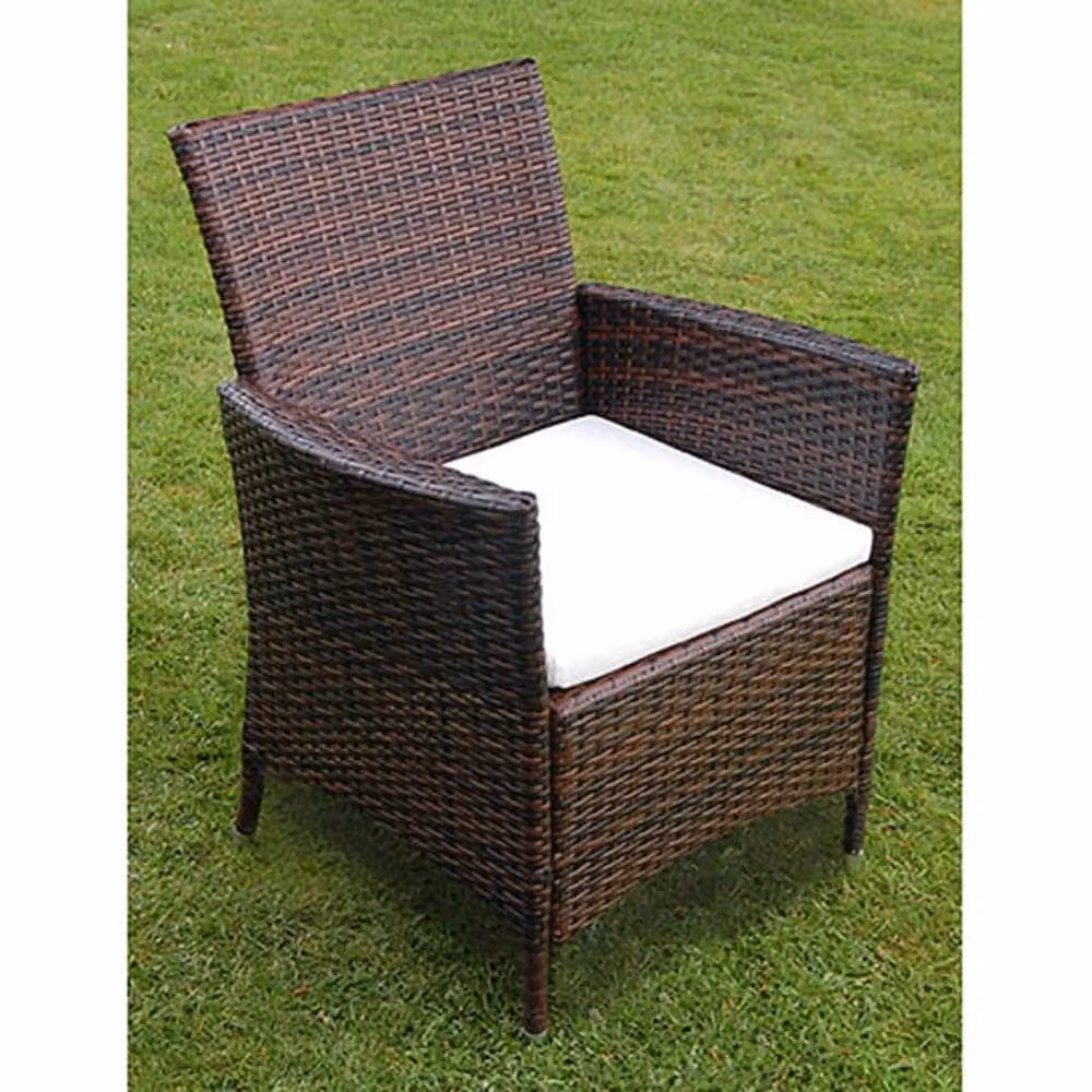 Berkfield Home 5 Piece Outdoor Dining Set with Cushions in Brown Poly Rattan – 2