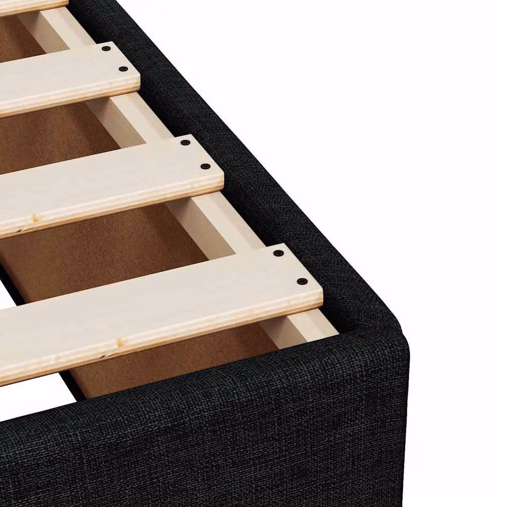 Berkfield Home Upholstered Fabric Bed Frame in Black, Super King Size (200 x 200 cm) – 4