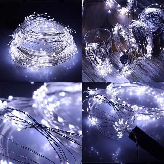 Shatchi 20 LED Cool White Battery Operated String Lights with Silver Copper Wire – 7