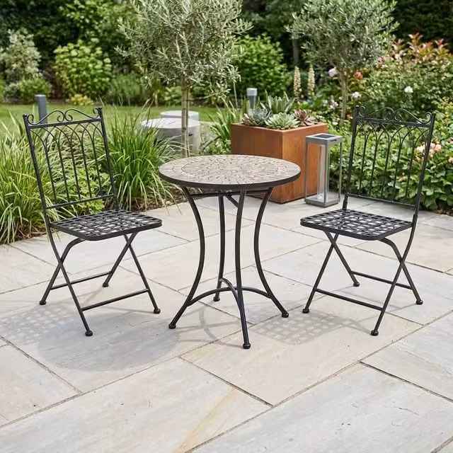 Garden Greatness Valence 2 Seater Mosaic Bistro Set in Multicolour and Black