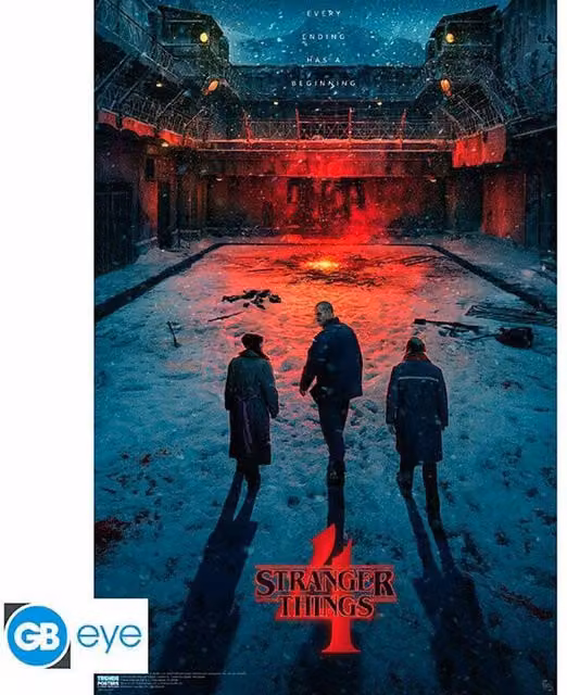 Stranger Things Ending Has A Beginning Typography Poster in Red and Multicolour