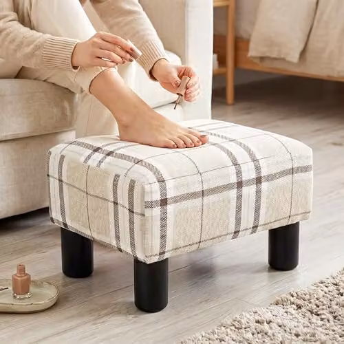 HOMCOM Multicolour Fabric Cube Foot Stool Ottoman, W/D/H: 40 x 30 x 24 cm – 4