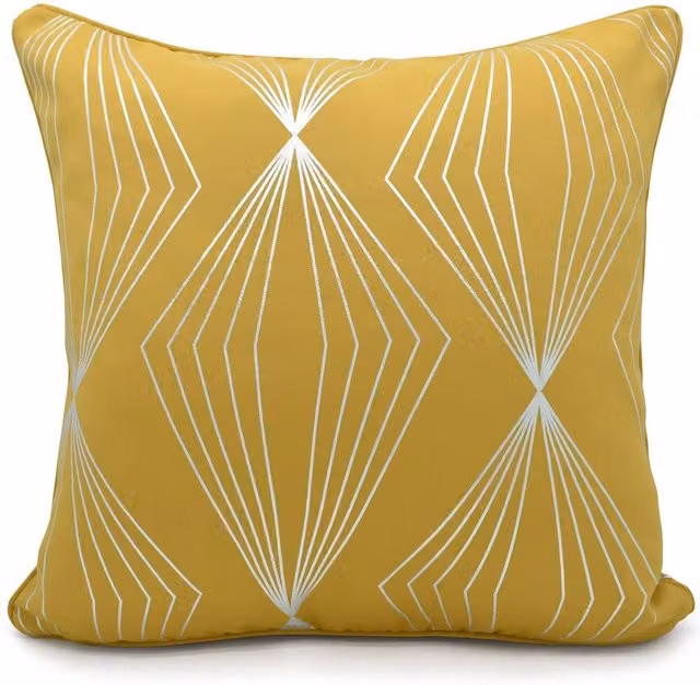 Velosso Onyx Filled Square Cushion with Yellow Foil Graphic Print, W/D/H: 43 x 43 x 43 cm