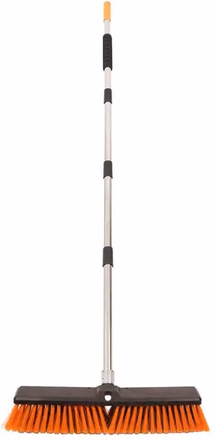 Harbour Housewares Adjustable Garden Broom with Telescopic Metal Handle, Orange and Multicolour, 45 cm