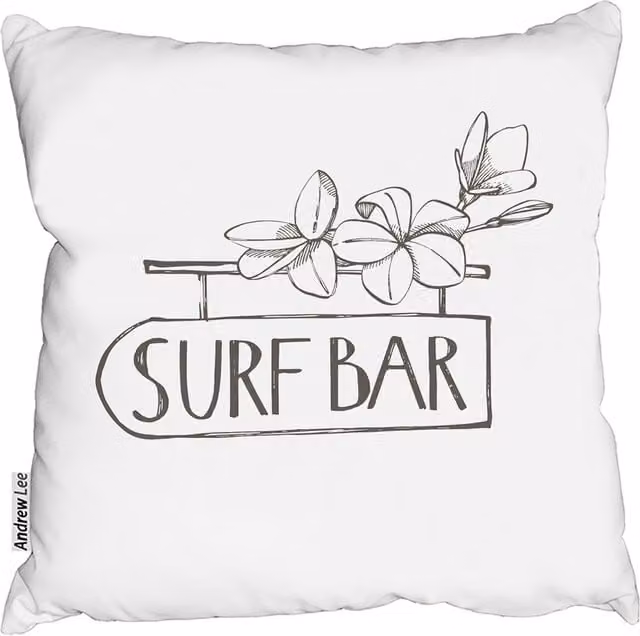 Andrew Lee Surf Bar Square Cushion, White, W: 60 cm x D: 60 cm x H: 1 cm