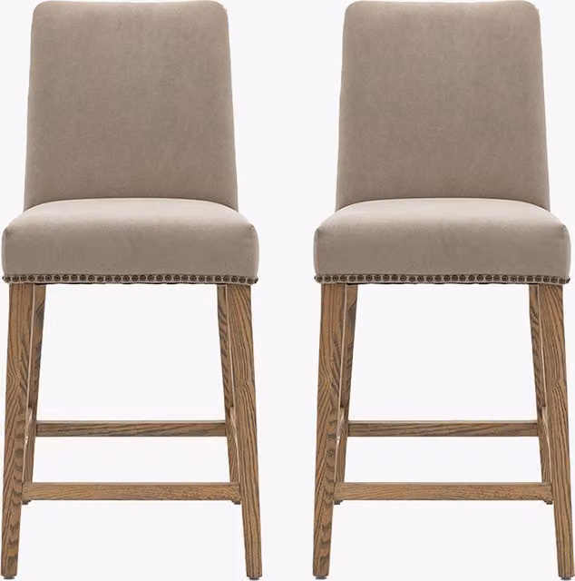 Perch & Parrow Fergus Bar Stool Set of 2 in Grey Cement and Wood