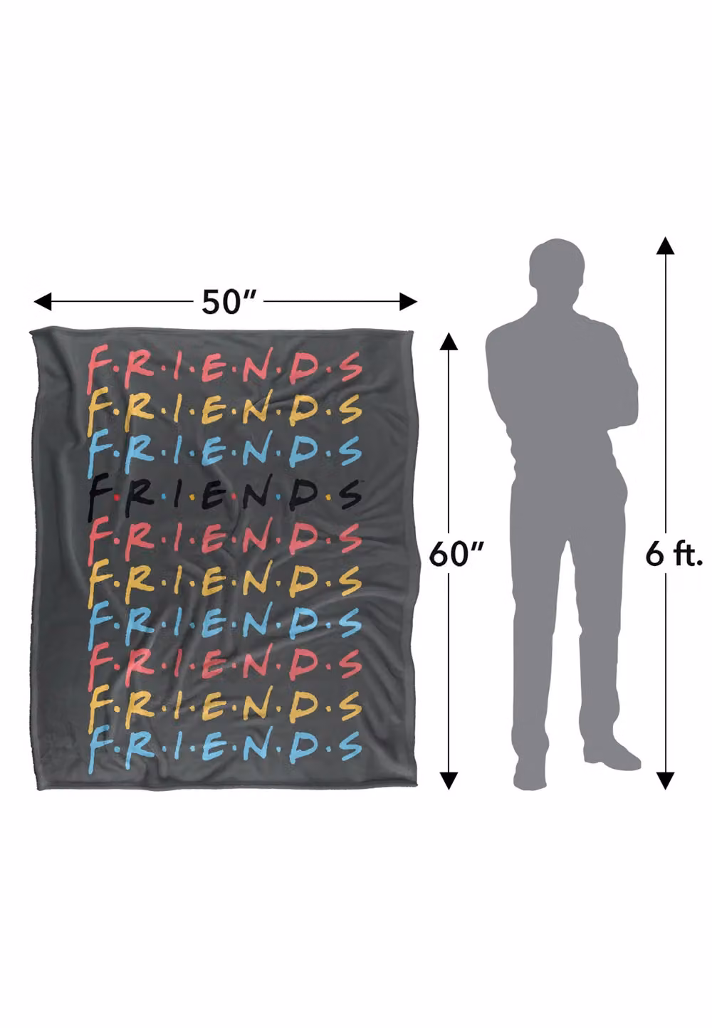 Warner Brothers Friends Silky Touch Super Soft Fluffy Throw Blanket in White, W: 152 cm, D: 127 cm – 3
