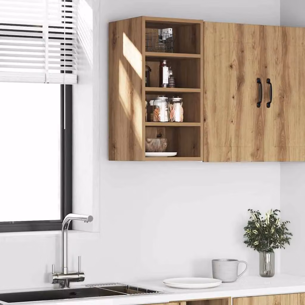 Berkfield Home Artisan Oak Wall Mounted Kitchen Cabinet in Brown, W/D/H: 30 x 29.5 x 60 cm – 3