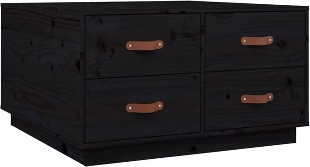Berkfield Home Black Rustic Solid Pine Square Coffee Table W/D/H: 80 x 80 x 45 cm – 1