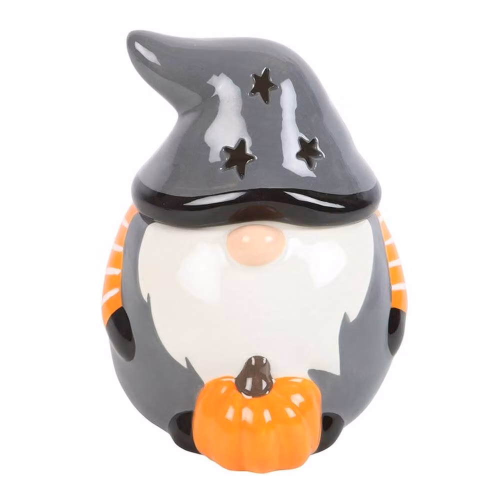 Uniqueful Halloween Gonk Ceramic Tealight Oil Burner in Grey, Orange and Multicolour – 2