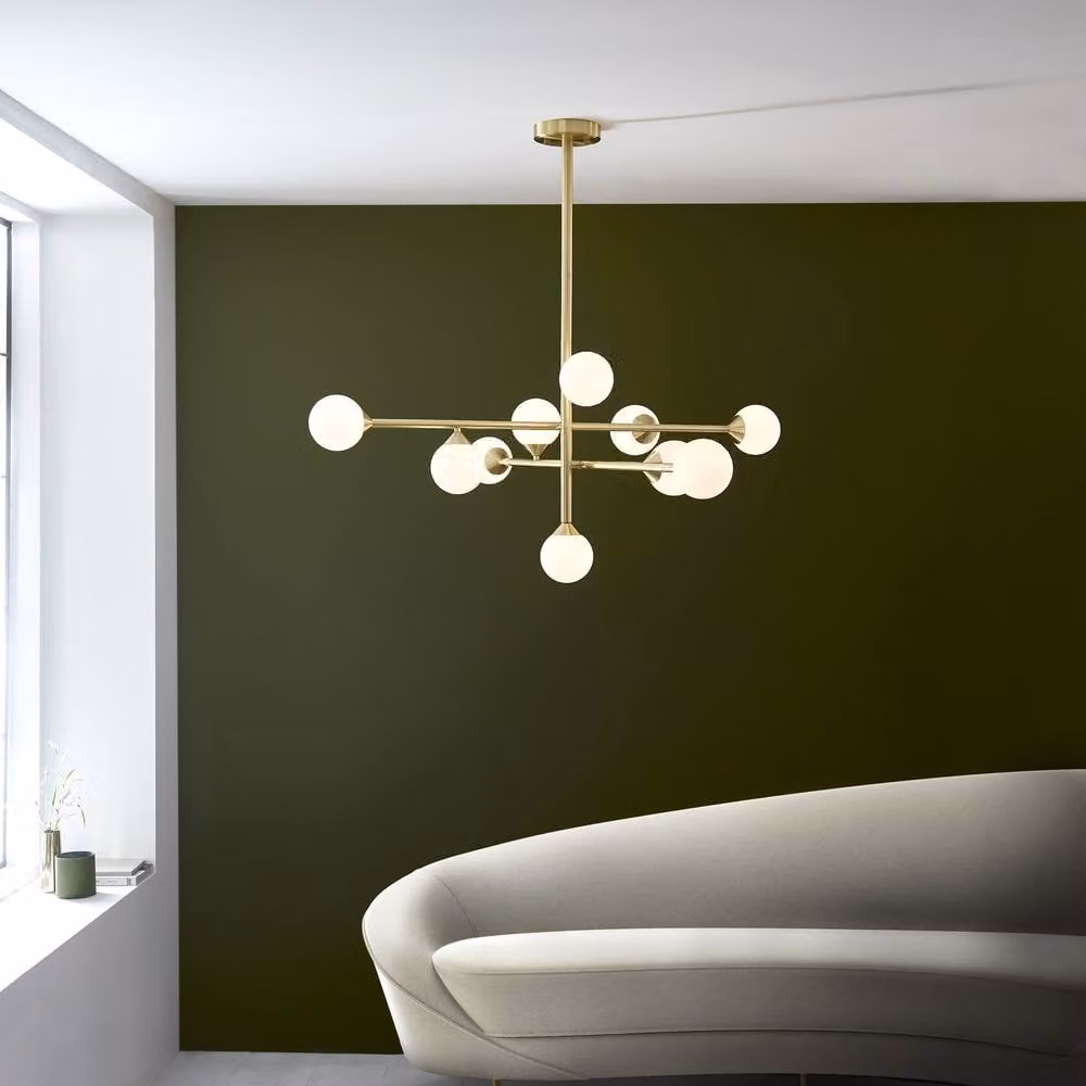 Netlighting Grosseto Multi Arm Pendant Light in Gold Brass and White Glass – 2