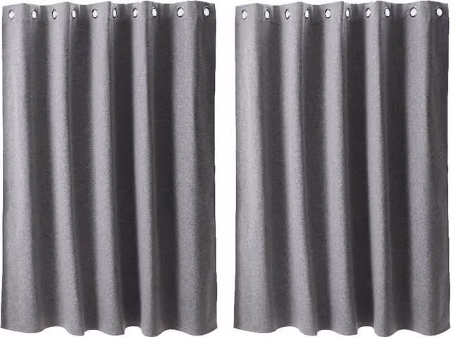 Livingandhome 2-Panel Grey Blackout Linen-Like Eyelet Curtains, W: 137 cm, H: 168 cm