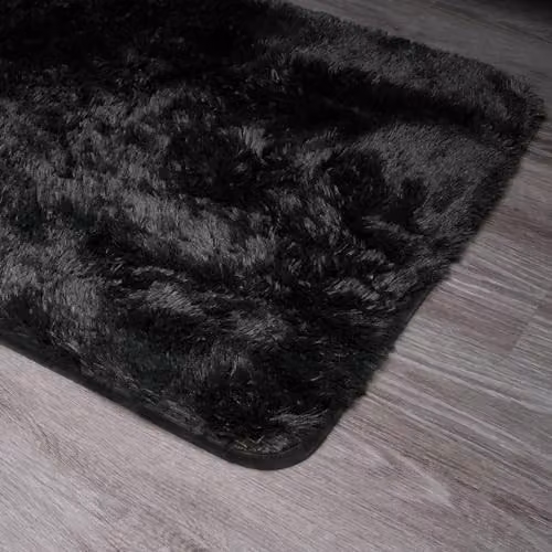 Sienna OHS Fluffy Shaggy Rug in Black, W/D: 80 x 150 cm – 2