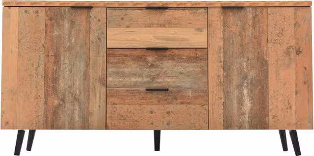 Home Touch Interior Rustic Brown and White Wooden Sideboard
