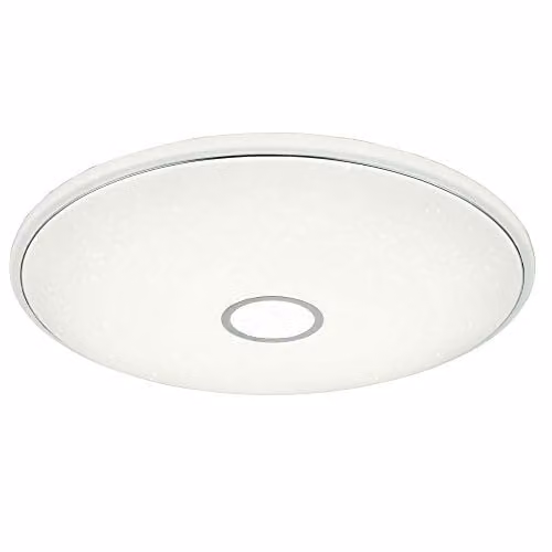 Netlighting Connor LED Ceiling Light in White and Chrome, Dimmable with Remote Control and Timer, Diameter: 79 cm