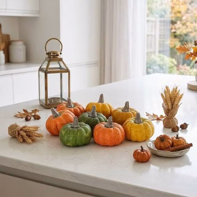 Garden Greatness Autumnal Assorted Decorative Pumpkins in Orange and Multicolour