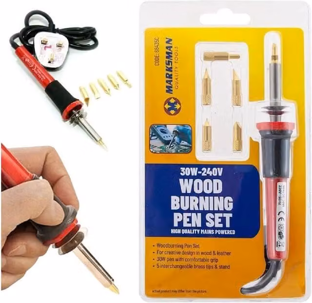 Marksman 30W Pyrography Wood Burning Pen and Soldering Iron Kit, Multicolour