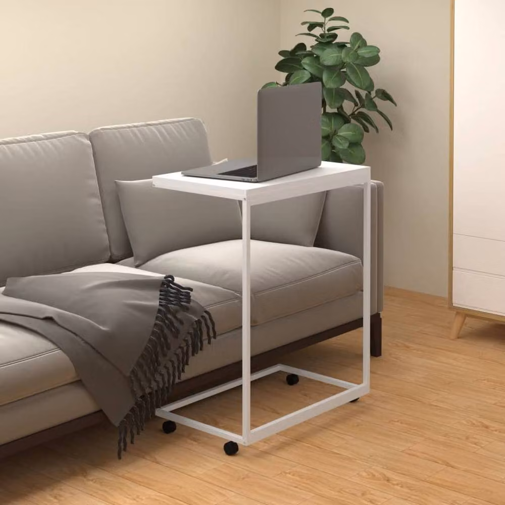 Berkfield Home White Side Table with Castors, W/D/H: 55 x 35 x 70 cm – 2