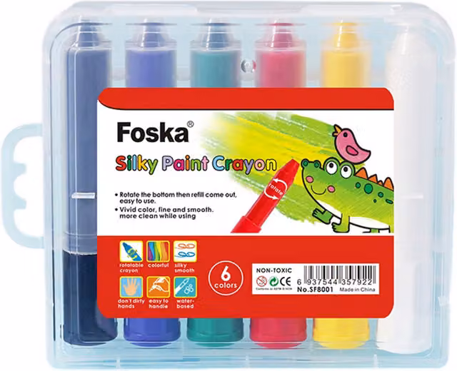 Foska Pack of 6 Water Soluble Silky Paint Crayons in Multicolour and White