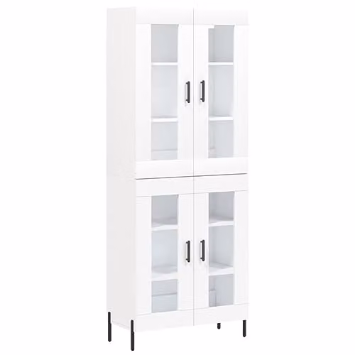 vidaXL Modern White Highboard with Internal Shelves, W/D/H: 69.5 x 34 x 180 cm