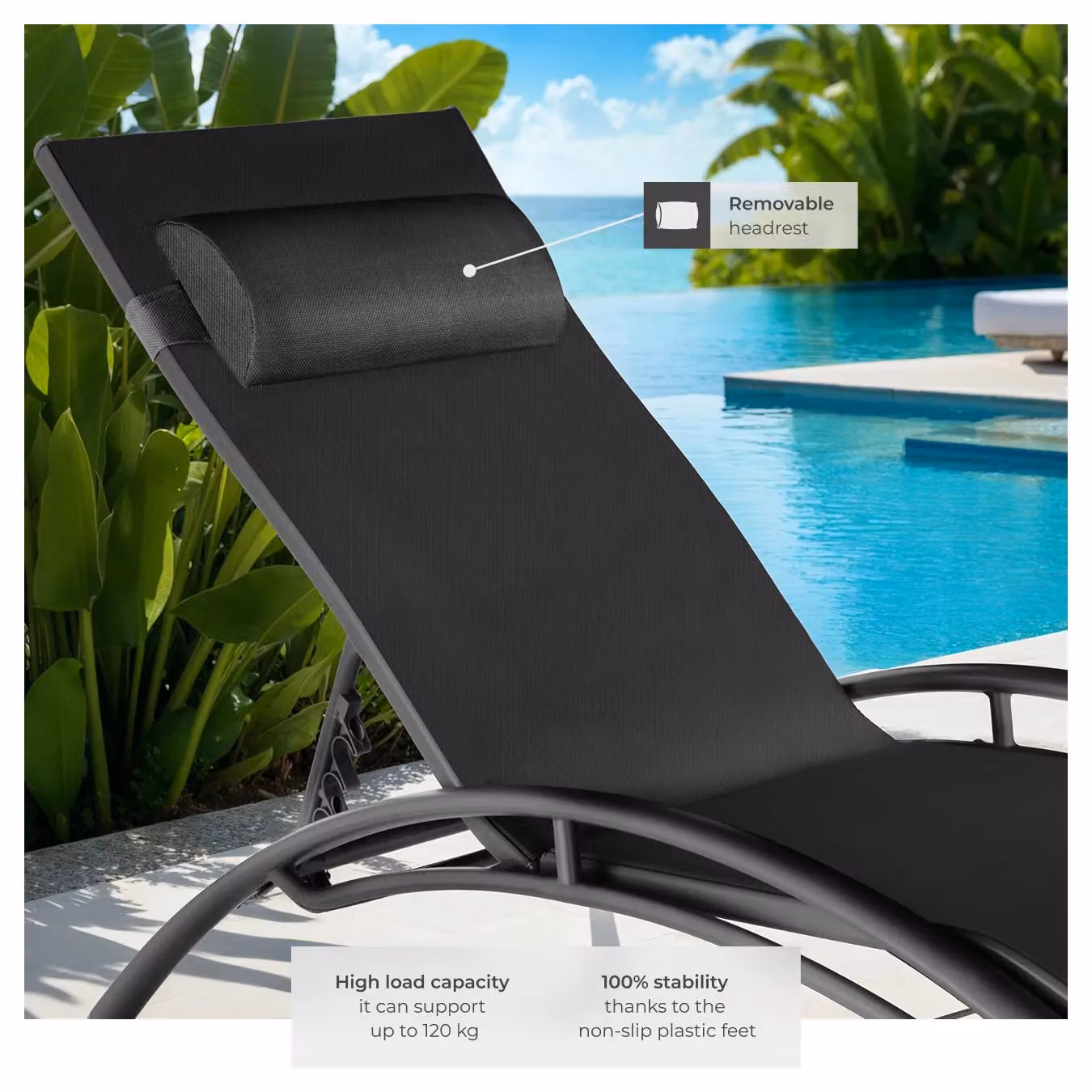 tectake Alina 2 Seater Sun Lounger Set in Black – 4