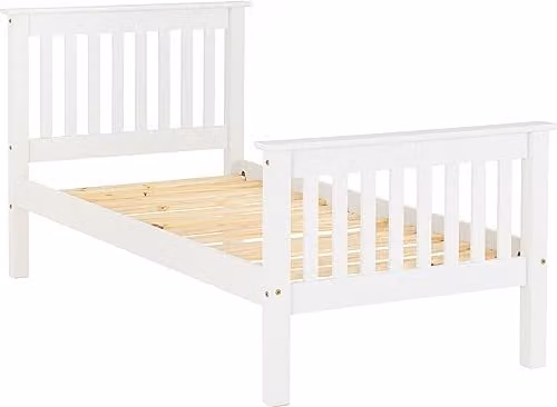 Seconique Monaco Single Wooden Bed Frame in White, W/D/H: 90 x 200 x 102.5 cm – 1