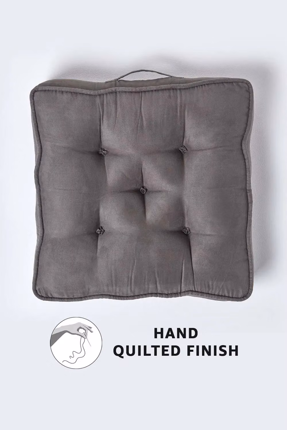 Homescapes Grey Faux Suede Armchair Booster Cushion, 50 x 50 cm – 2