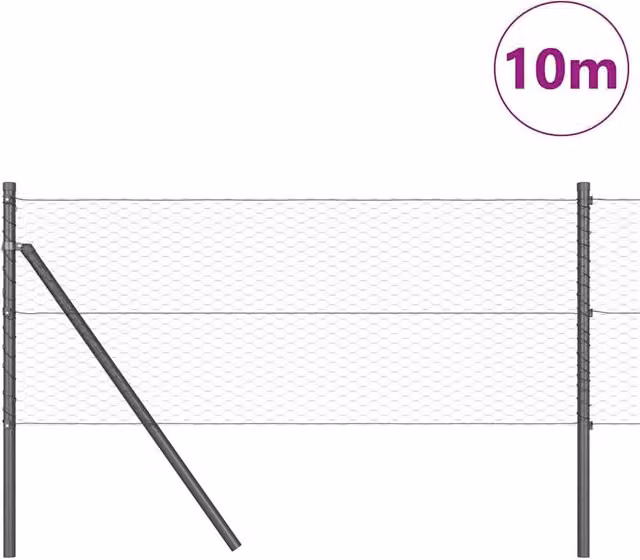 Berkfield Home Hexagon Steel Fence in Grey, W: 0.6 m, L: 10 m – 1