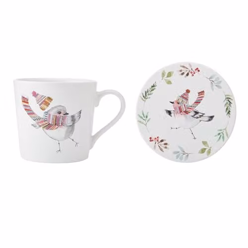 Mikasa TipperleyHill Floral Bone China Mug and Saucer Set in White, 380ml – 1