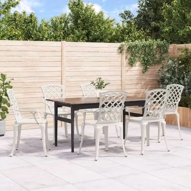 Berkfield Home Set of 6 Modern White Cast Aluminium Garden Chairs