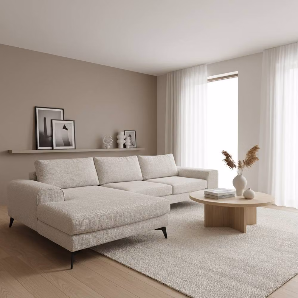 Abakus Direct Venice Chenille L-Shaped Corner Sofa in Grey or White, Left Facing – 2