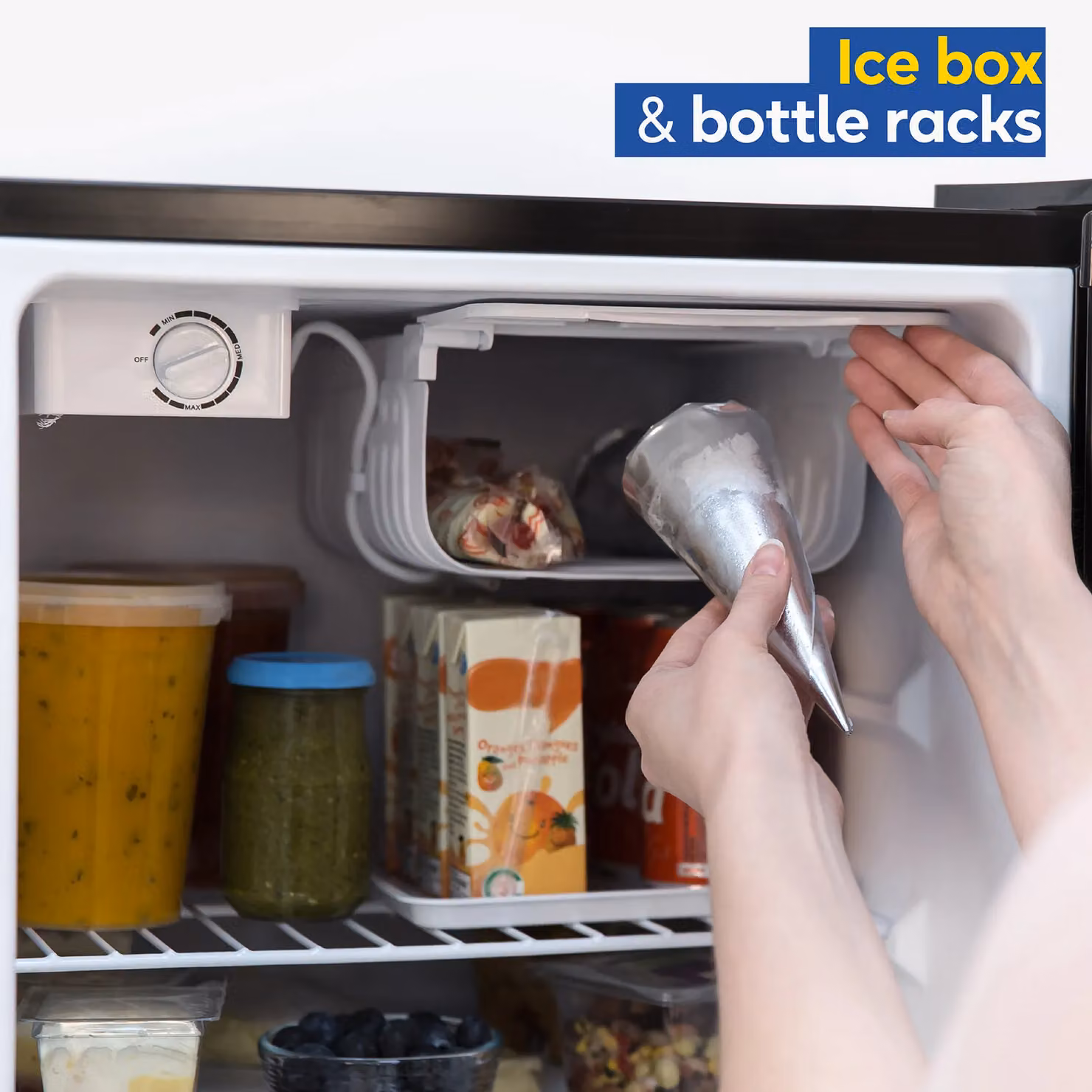 Russell Hobbs 66L Mini Countertop Fridge with Ice Box and Bottle Rack in Black – 7