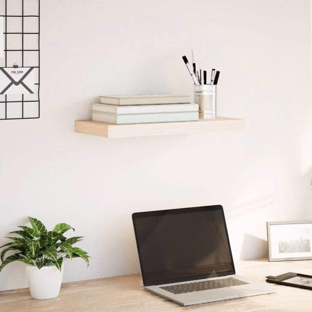 Berkfield Home Durable Floating Shelf in Beige Engineered Wood, W: 50 cm, D: 23.5 cm, H: 4 cm – 2