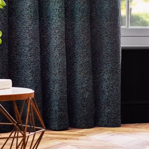 Paoletti Galaxy Eyelet Curtain Pair in Emerald Green and Gold Chenille Velvet, W: 168 cm, H: 137 cm – 2