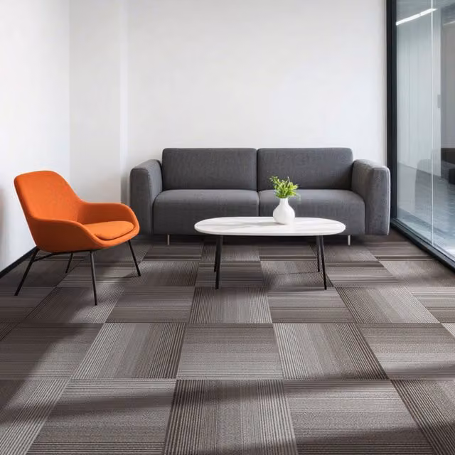Darphe 20 Piece Modern Plain Brown Polypropylene Carpet Tiles