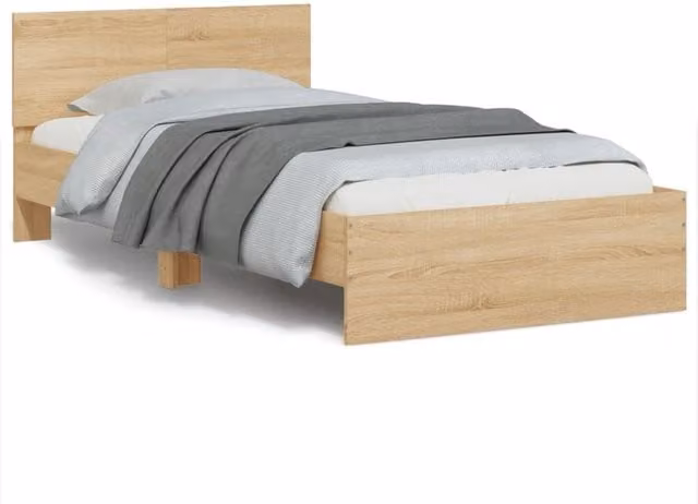 Berkfield Home Sonoma Oak Bed Frame with Headboard, Brown, W/D/H: 100 x 200 cm – 1
