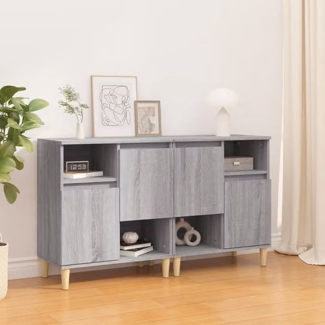 Berkfield Home Set of 2 Grey Sonoma Sideboards in Engineered Wood, W/D/H: 60 x 35 x 70 cm – 1