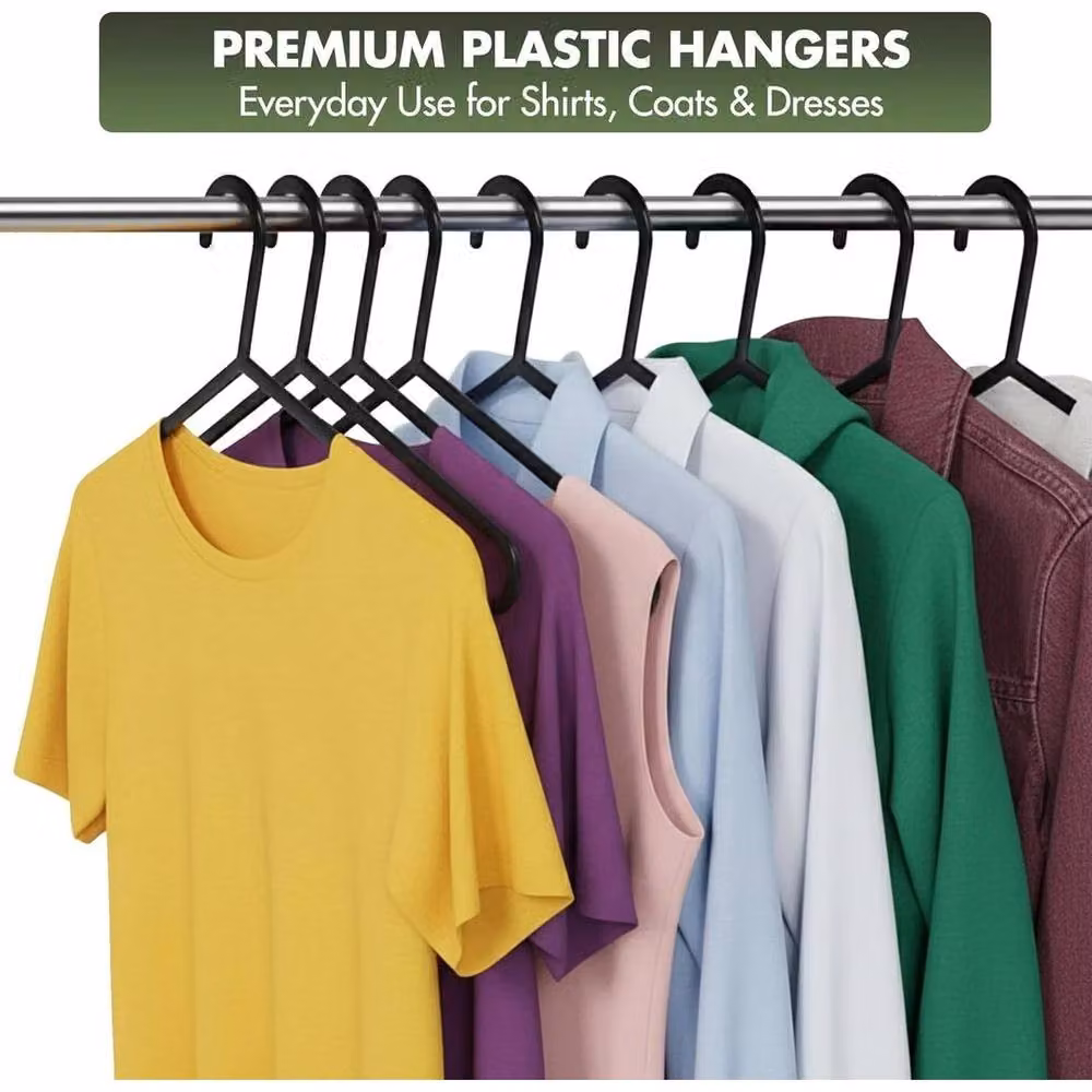 Pawnora Pack of 80 Black Plastic Adult Coat Hangers – 3