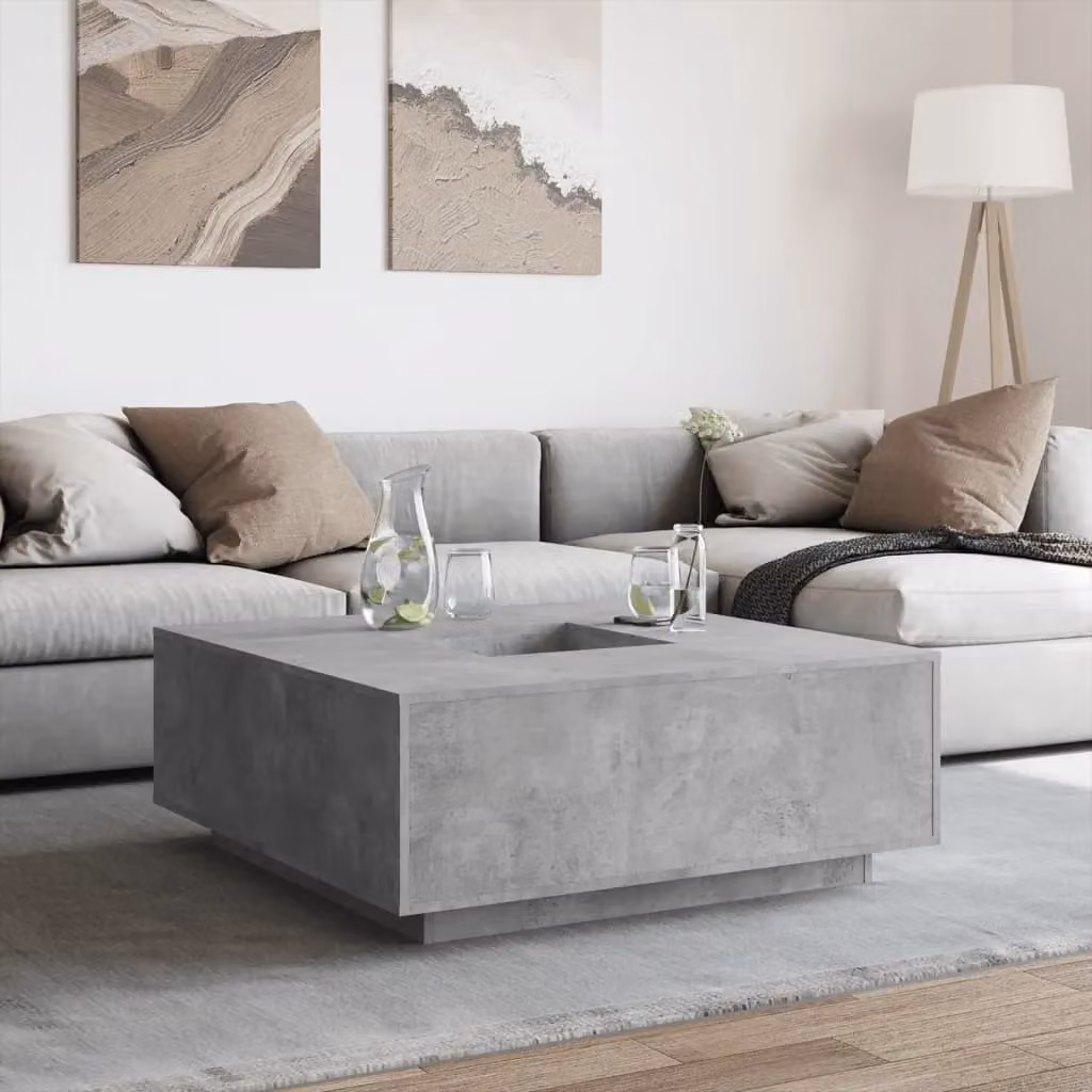 Berkfield Home Modern Square Coffee Table in Concrete Grey, W/D/H: 100 x 100 x 40 cm – 2