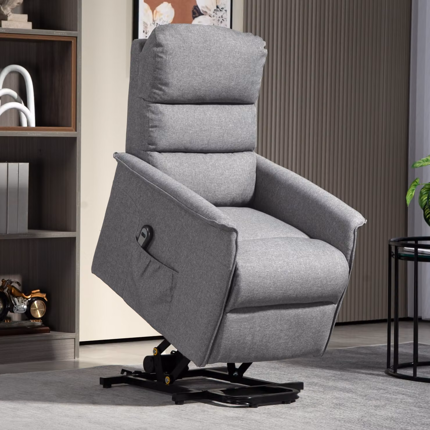 HOMCOM Electric Power Lift Recliner Chair in Grey Fabric with Spring Pack Seat and Footrest for Seniors – 2