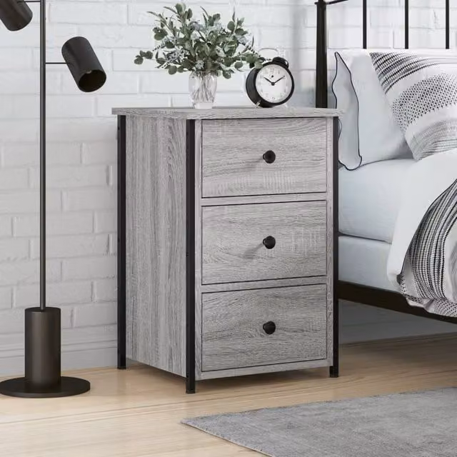 Berkfield Home Grey Sonoma Bedside Cabinet in Engineered Wood W/D/H: 40 x 36 x 60 cm