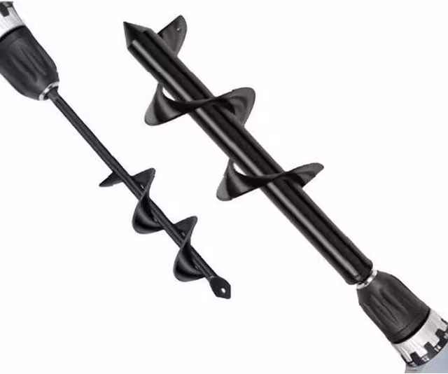 VOGREX 2-Piece Black Hex Drive Garden Hole Digger Drill Bit Set, H 30 cm x W 8 cm – 1