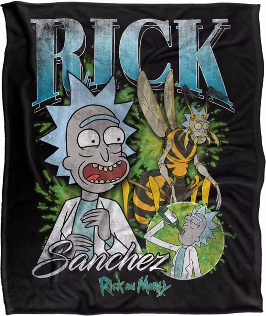 LOGOVISION Rick and Morty Rick Sanchez Homage Super Soft Fleece Throw Blanket, Multicolour, W: 152 cm, D: 127 cm – 6