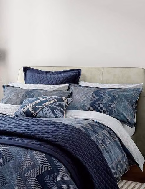 Bedeck of Belfast Sutton 2 Pack Pure Cotton Pillowcases in Blue Mix
