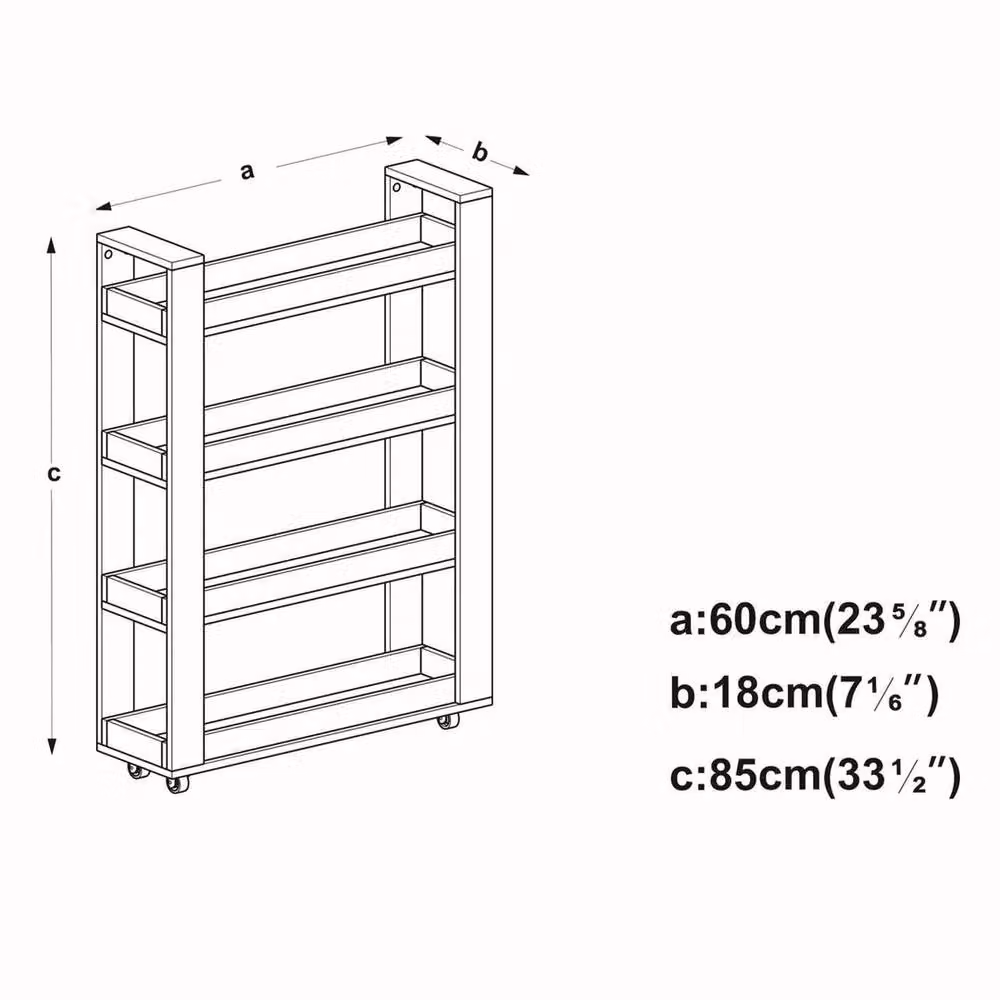 PAWNORA 4 Tier Kitchen Storage Trolley Cart in Light Oak and White – 2