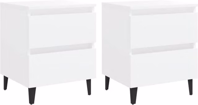 Berkfield Home Set of 2 White Bedside Cabinets in Engineered Wood, W/D/H: 40 x 35 x 50 cm – 1