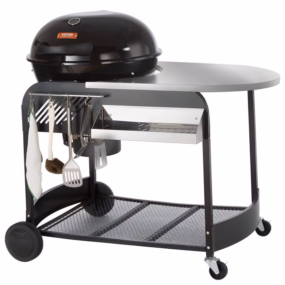 VEVOR Heavy Duty Charcoal Grill with Cover, Cart and Thermometer, Black, W: 53.34 cm, H: 101.0 cm, D: 53.34 cm – 2